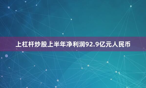上杠杆炒股上半年净利润92.9亿元人民币